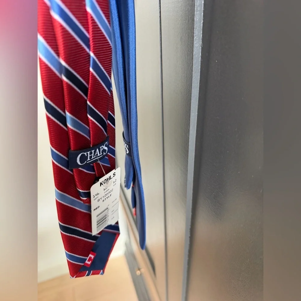 Chaps | set of 2 Ties | Res Stripe and solid clip on | NWT